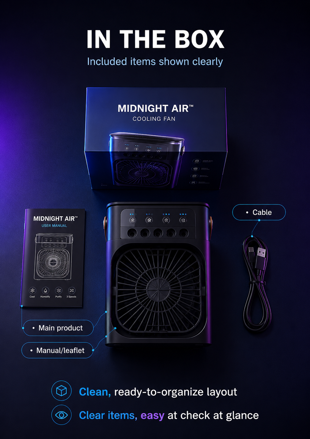 Midnight Air™ | 3 in 1 Personal Bedside Cooling System