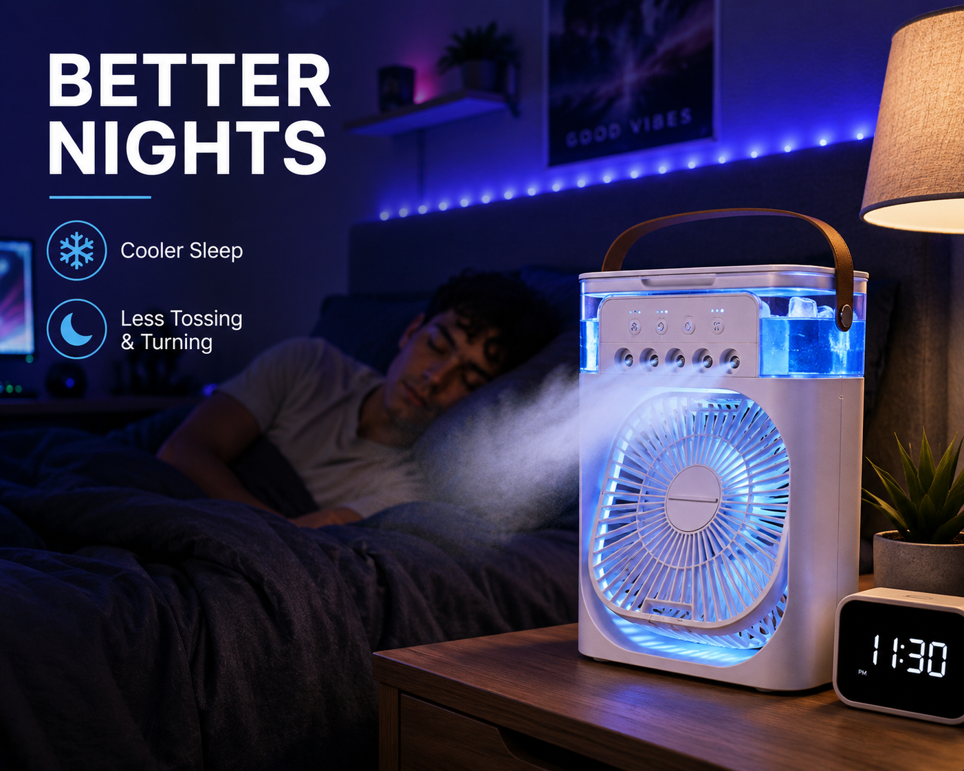 Midnight Air™ | 3 in 1 Personal Bedside Cooling System