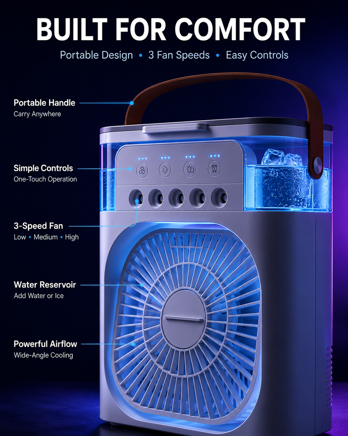 Midnight Air™ | 3 in 1 Personal Bedside Cooling System